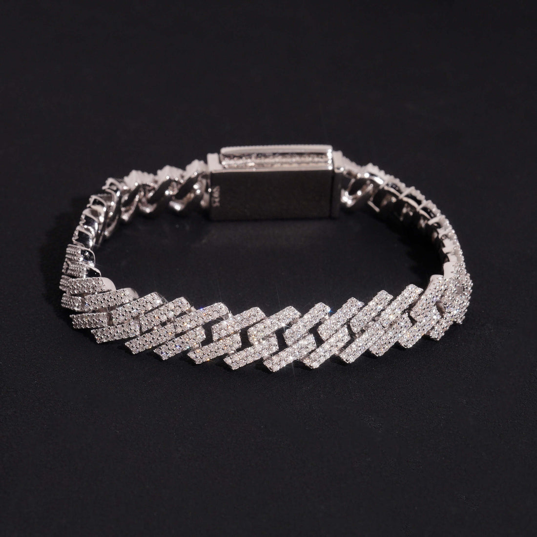 10mm Two Rows Diamond Cuban Link Bracelet