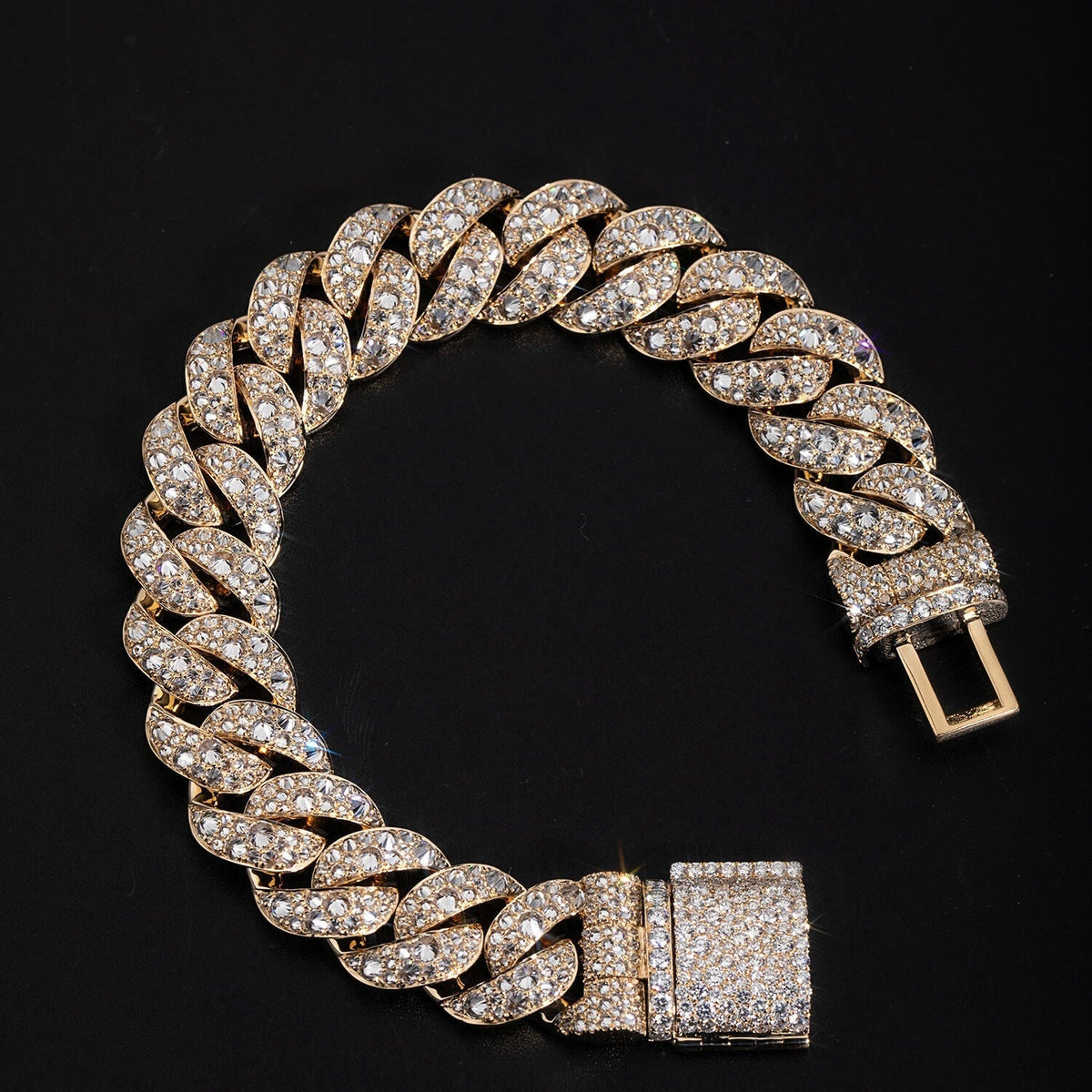 15mm Upside Down Mosaic Inverted Setting Cuban Link Bracelet