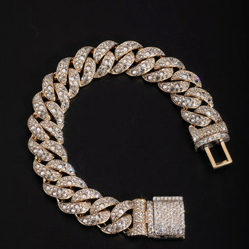 15mm Upside Down Mosaic Inverted Setting Cuban Link Bracelet