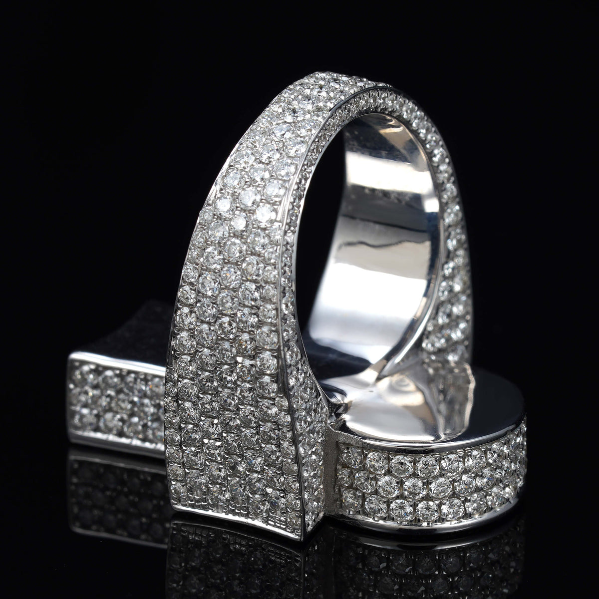 Solid Ankh Cross Diamond Ring