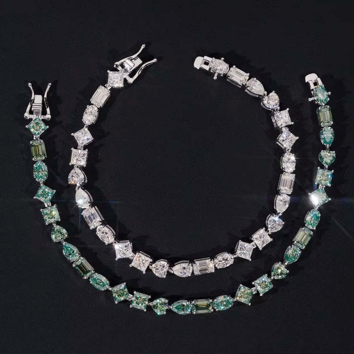 Tiffany Blue Fancy Cut Diamond Tennis Bracelet