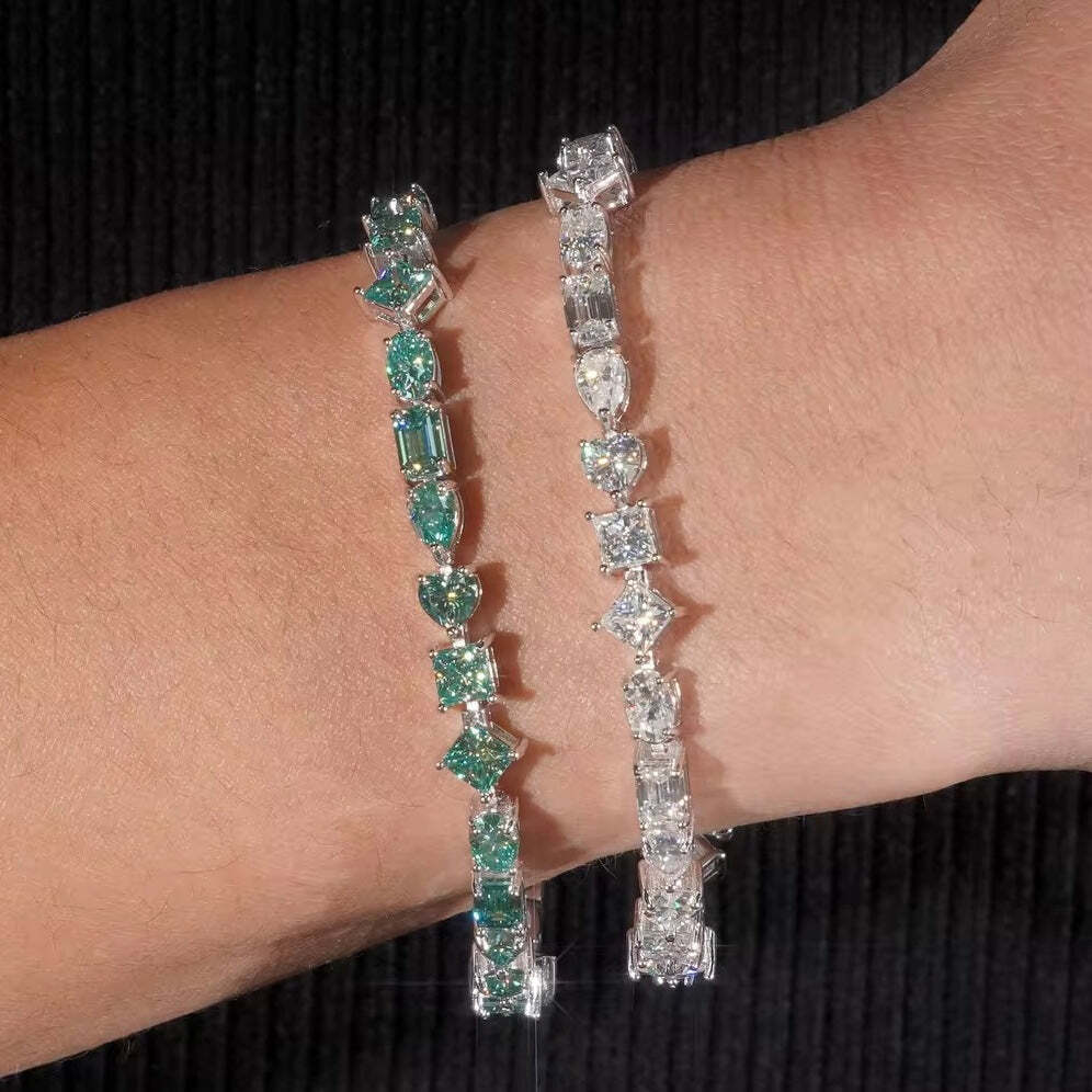 Tiffany Blue Fancy Cut Diamond Tennis Bracelet