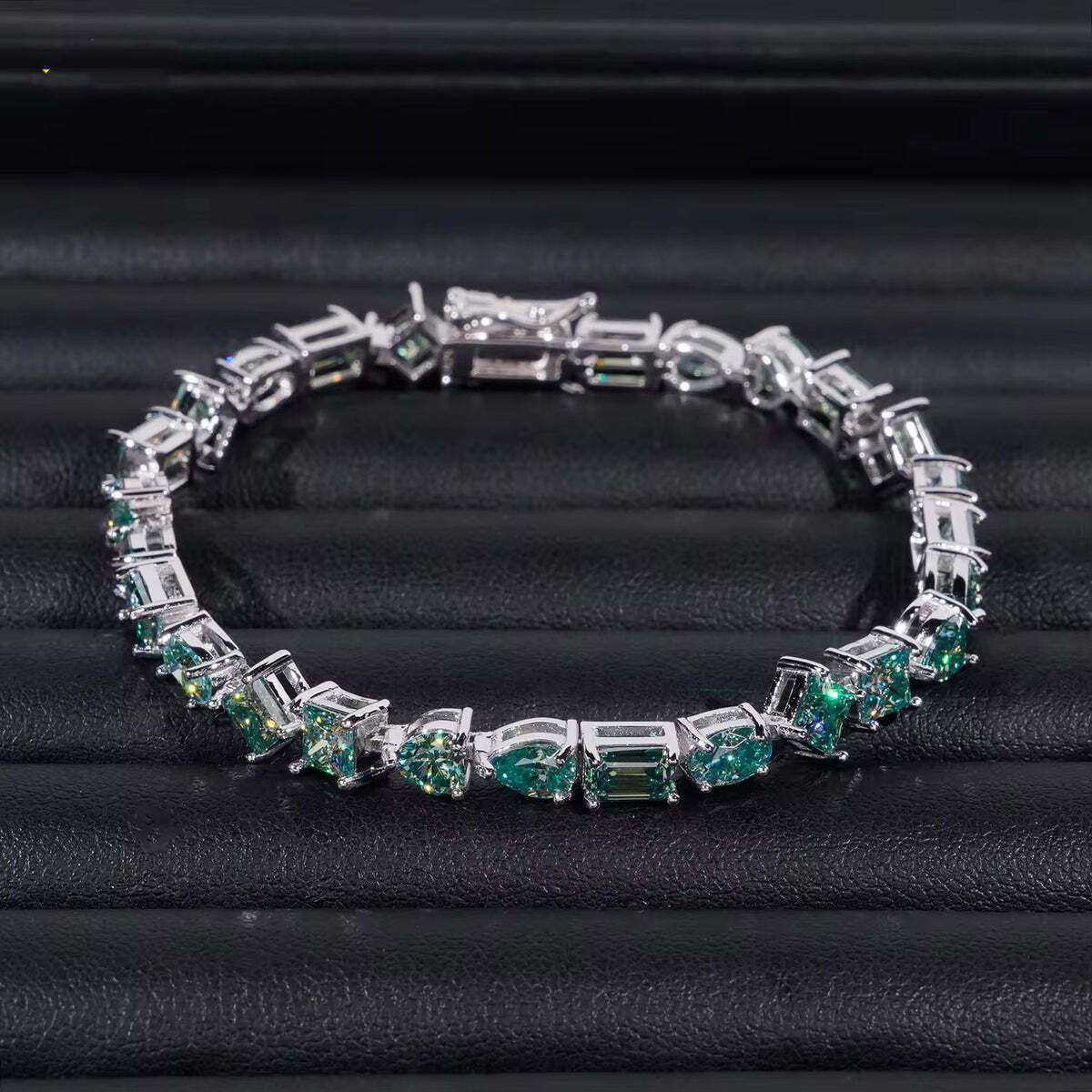 Tiffany Blue Fancy Cut Diamond Tennis Bracelet