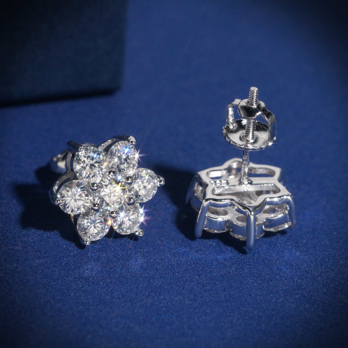 12mm Cluster Diamond Stud Screw Back Earrings