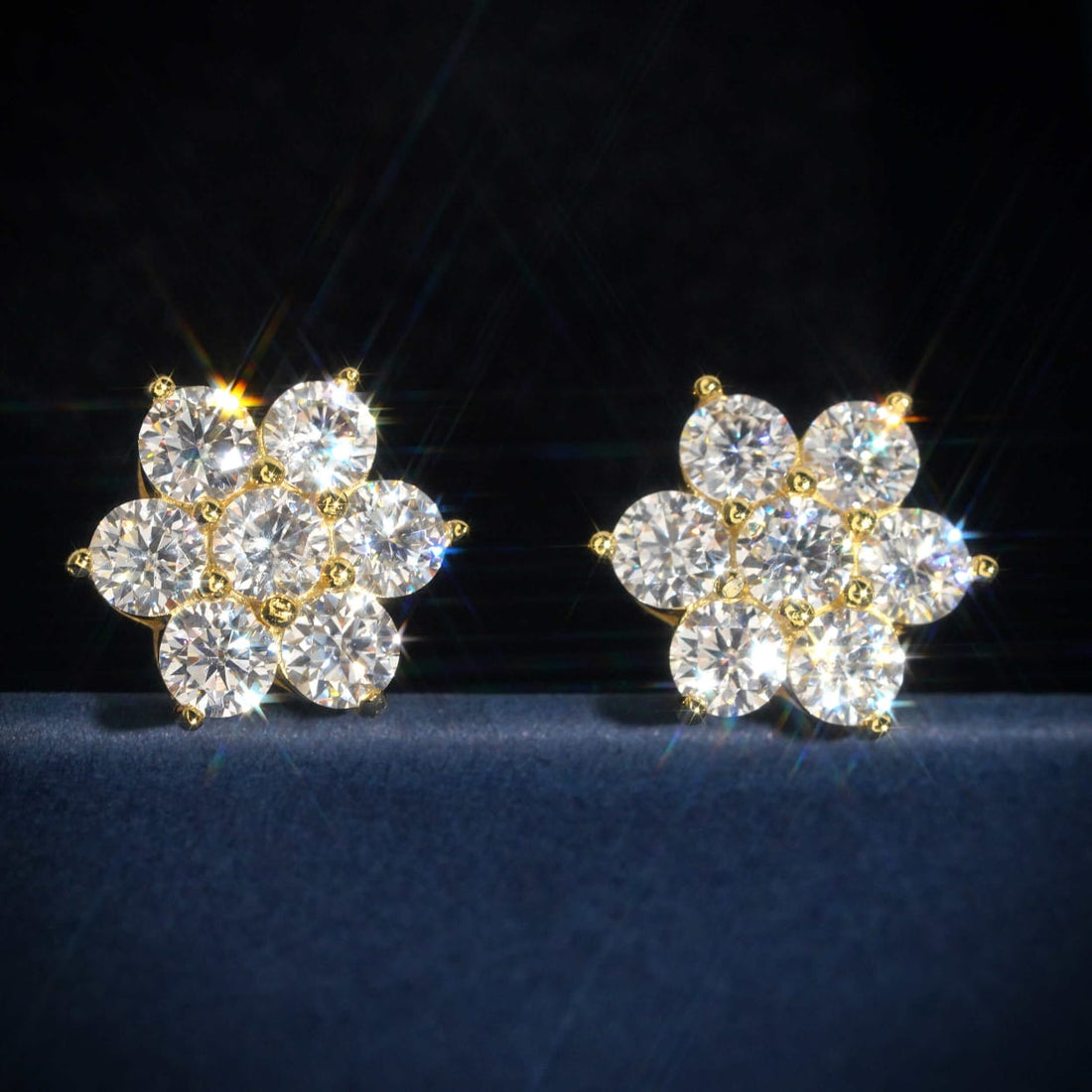 12mm Cluster Diamond Stud Screw Back Earrings