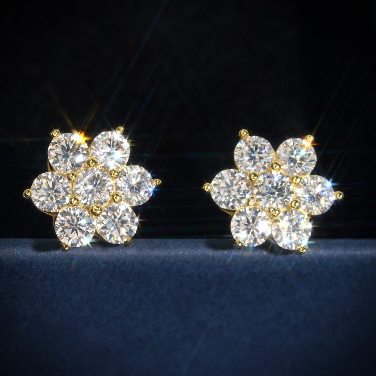 12mm Cluster Diamond Stud Screw Back Earrings