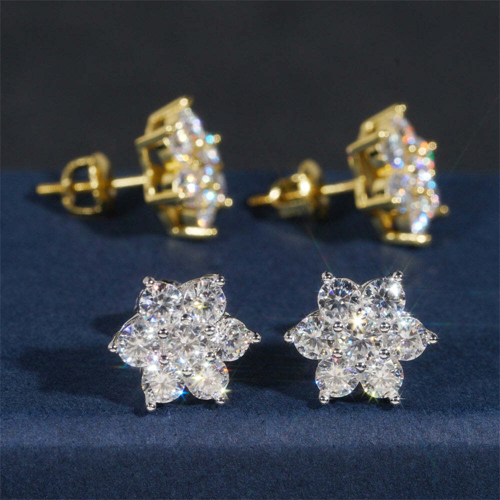 12mm Cluster Diamond Stud Screw Back Earrings
